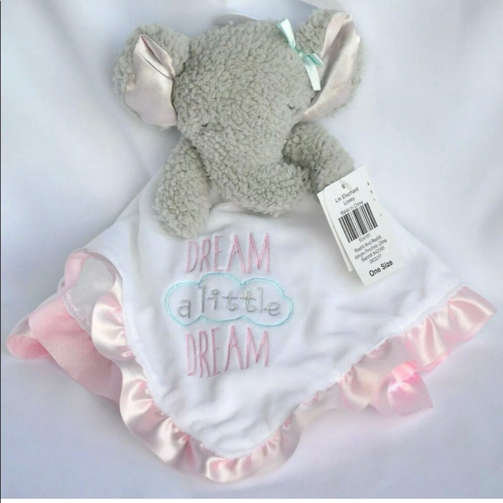NWT Lm Pink /White Plush Elephant Security Blanket